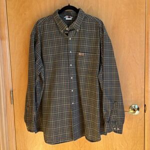 VTG‎ Carhartt Rugged Outdoor Wear Plaid Button Down Shirt Men 2XL Sleeve